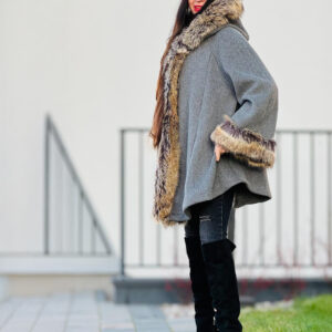 Mantel Urban Royal – Cape Mantel mit Fell für Damen